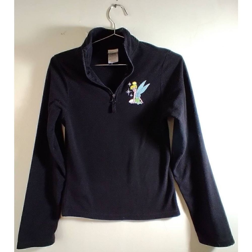 Walt Disney World Tinkerbell Pullover Fleece Black Quarter Zip Size XS